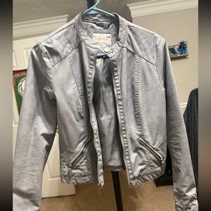 Women's Medium Faux Leather Gray Jacket